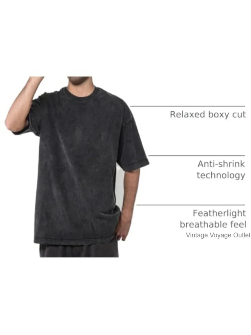 Vintage Cotton Crew Neck Tee, Loose Fit, Short Sleeve, Casual